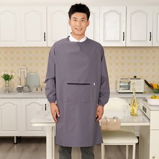 男士反穿罩衣新款長袖廚房家用圍裙防水防油工作服成人