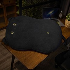 卡通貓肚皮枕頭 慢回彈記憶棉 可拆洗枕套 護腰靠墊 增高保溫坐墊 抱枕, 黑色猫咪即将卖完,55*35厘米单枕套