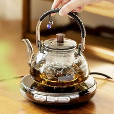 廠家下殺 電陶爐煮茶爐電熱爐超薄燒水煮茶家用泡茶壺耐高溫玻璃茶具套裝, 茗鳳祥術師X1-1000W+半月黑魚, 1個