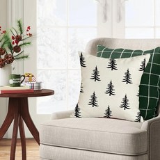 RABUSOF 오브A 크리스마스 베개 커버 45.7 x 45.7cm(18 18인치) 트리 장식 화이트 장식용 케이스 야외 겨울 소파 휴
