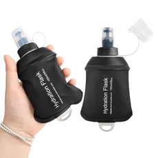 GYGYL 소프트 플라스크 수분 팩용 TPU 접이식 소프트 물병 러닝 조끼 누수 방지 등산용 접이식 물병 - 500ml 블루 2개, 150ml 블랙 2개