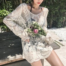임산부 수영복 3피스 보수적 배꼽커버 블라우스 비키니