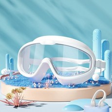 LAICAI라이차리 김서림 방지 귀마게 일체형 고글 물안경 코집게 포함 케이스포함, 1세트, 화이트