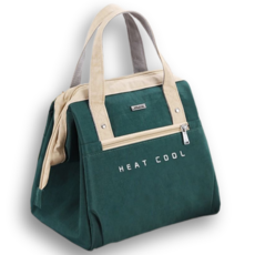 아이템픽 모던 클래식 보온 보냉 런치백, 딥 그린