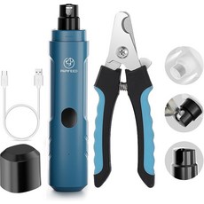 LED 조명이 장착된 PAPIFEED 반려견 네일 그라인더 소형 대형견 및 고양이를 위한 초조용한 3단 전기 파일 트리머가 충전식 반려동물 화이트, Blue Set, 1