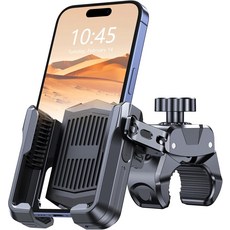 機車手機支架，穩固防震，單手操作，360度旋轉，適用多種手機, 黑色, B9