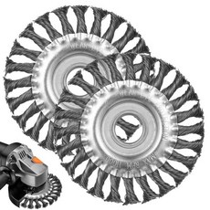 2개 와이어 브러시 각도 그라인더 125mm x 22mm 원형 세트 드릴용 강철 꼬임 연마 부착용 디스크, 2개 와이어 브러시 각도 그라인더 125mm x 22m