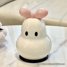 可愛梨子造型 牙籤棉籤盒 創意擺件, 粉色蝴蝶結提手白身梨子牙籤筒, 1個