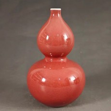 80年代老廠瓷手工豇豆紅釉葫蘆瓶, 如圖所示