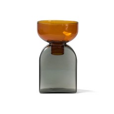amabro TWO TONE 雙色花瓶 居家裝飾 插花花器, 方-琥珀x灰