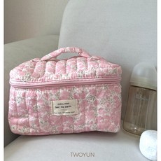 투윤 누빔 파우치 기저귀 미니 가방 마실백, 분홍잔꽃