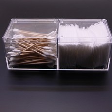 옐로우그린 2칸 투명케이스 면봉 보관함, 본상품, 1개