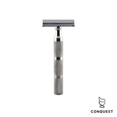 【CONQUEST】義大利 RazoRock Mentor 傳統刮鬍刀 封閉式刀頭 316L不鏽鋼手柄, 1個, 1