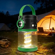 AVEKI Solar Camping Lantern Waterproof LED Camping Lights with Flashlight Dual Charging Solar La, Green