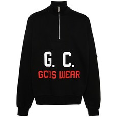 GCDS 로고 프린트 하프 지퍼 스웨트셔츠