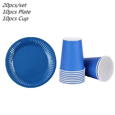 블랙 솔리드 일회용 식기 세트 파티 용품 종이 접시 컵 웨딩 생일 성인 호의