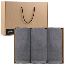 어메니티타올 바스타올 30수 450g 3P 호텔수건 선물세트, 1세트, 그레이