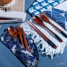 網紅便攜餐具套裝 木勺子 木筷子 木叉子 旅行餐具 收納盒三件套裝, 1個, 楠木叉1把,【批發鏈接勿拍 麻煩聯係客服】
