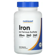 단백질 비타민 철분 마그내슘 칼슘 Nutricost 황산제일철 철분 65mg 240정 고루고루섭취해주세요, 1개