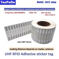 YANPODO UHF RFID 태그 U9 칩 습식 인레이 접착 스티커 860 960MHz 6C 태그 EPC Gen2 가장, 8) 10012 inlay