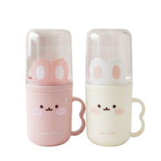 하임마켓 휴대용 여행용 양치컵 토끼 칫솔케이스, 화이트, 1개