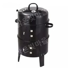 숯불 바베큐 그릴 라운드 드럼통 가정용 캠핑용 휴대용 더블 데크 훈제 오븐 화덕, 1개