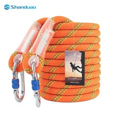 Shanduo 直徑18MM登山繩 戶外高空作業安全繩 攀岩裝備 靜力繩 贈雙鈎與收納袋, 10米(送雙鈎 袋)
