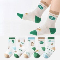 슈가앤 아동 NM43 베어벨 5켤레 메쉬 양말세트 유아 아동 주니어 초등양말