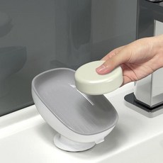 무타공 흡착식 비누받침대 물빠짐 거치대 그레이 F718, 1개, 단품
