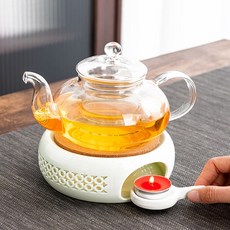 홈카페 다도 도자기 티워머 화이트 찻주전자 보온기