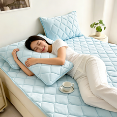 아리엘노 여름 시원한 냉감패드 쿨링 침대패드 쿨매트 고정밴드형, 아이스블루