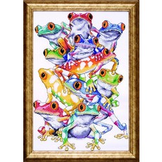 Design Works Crafts Tobin RZ09-01953E72-R3U1 개구리 더미 카운트 십자수 키트-27.9 x 40.6cm(11 x 16인치) 멀티 컬러 14, Design Works Crafts Tobin RZ09