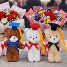 졸업식 곰돌이 인형 15cm 3컬러 학사모 곰인형 졸업 선물, 브라운