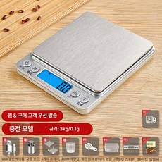 계량저울 디스플레이가 있는 LCD, 기본 모델명/품번, 충전모델 3kg 0.1g 사은품 증정, 1kg