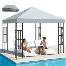 Qdreclod 10x10 FT 교체 탑 캐노피 가제보 커버 싱글 티어 선쉐이드 샵 야드 야외 상업용 (카키) (Color-Gray)