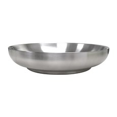 新錸家居加深盤防燙雙層304不鏽鋼盤子 中空隔熱加厚防摔兒童餐具 露營野餐沙拉牛排菜餐盤防溢備料, 不鏽鋼色, 1套, 22cm