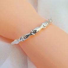 儒家寶寶 純銀999 彌月銀飾 年年有魚銀鐲