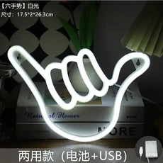 LED 네온 사인 평화 손 승리 제스처 밤 램프 OK 불빛 침실 벽 홈 오피스 장식, 03 Finger white