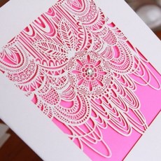 핫핑크 레이스 스와로브스키스톤 감사카드 / 035-SG-0006