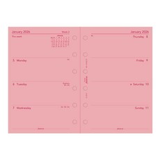 Filofax 캘린더 다이어리 리필 포켓 사이즈 주간 시청 핑크 종이 줄 없음 영어 2026 C68278-26 137257, Filofax 캘린더 다이어리 리필, 포켓 사이즈, 주