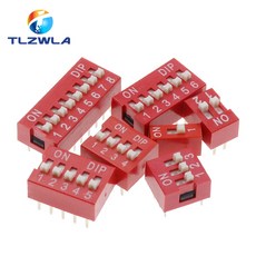 10PCS 빨간색 파란색 토글 스위치 간격 2.54MM DIP 다이얼 코드 1 2 3 4 5 6 7 8 9 10 12 핀 퀵, 02 빨간_01 10pcs  2p