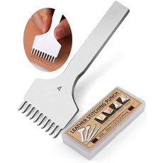 FUSNOW 가죽 스티칭 펀치 10개의 프롱 가죽 포크 프롱 펀치 4mm 레이스 스티칭 끌 도구 펀칭용 DIY 작업 도구, 10 Prong, 1개