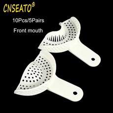 일회용 치과 의치 플라스틱 트레이 치아 거치대 천공 S M L 구강 케어 실험실 재료 5 쌍, [05] 5Pairs Front