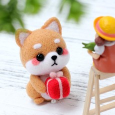치프몰 양모펠트 DIY 패키지 세트, 057_선물 앉은 시바견, 1개