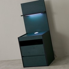 딥그린 LED 침대협탁 220V USB충전 침대옆협탁
