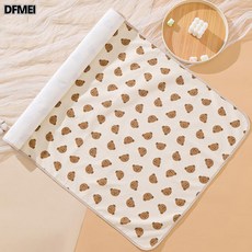 DFMEI 嬰兒隔尿墊防水可洗兒童防尿牀防滑寶寶透氣棉紗布大尺寸牀單, 1個, 小熊頭
