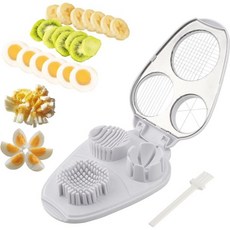 삶은 달걀을 위한 IN 달걀 슬라이서 3가지 체리 딸기용 바나나 절단 스틸 다용도 다이서 있는 토마토 기기 커터 버섯 스테인리스 모드가 주방 버터, White