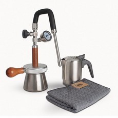 柯布不銹鋼壺奶泡機氣動咖啡機蒸汽奶泡機露營拉花神器, M2(350ml)送不銹鋼上壺和咖啡布, 1個