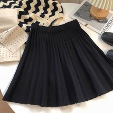빅사이즈 스커트 여성 가을 겨울 짧은 주름 니트 치마