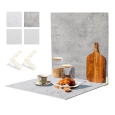 플랫 레이용 PCS 4 패턴 보드 사진 배경 음식 배경 24x24 인치 베이양 라이트 그레이, Marble + Light Gray 24x24